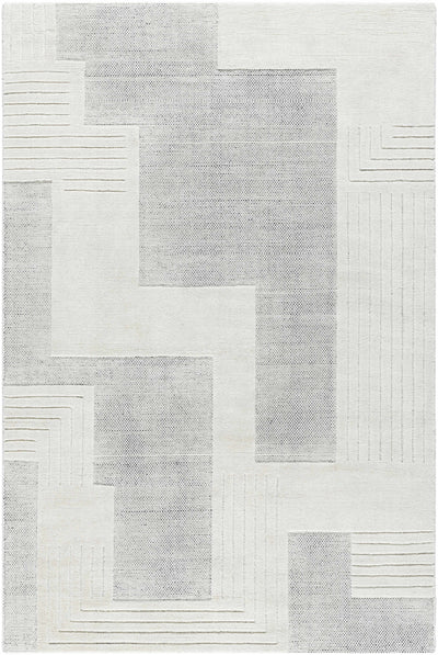 Ivory Hand Loomed 100% Wool Modern Rectangle Handmade rug, Indoor use only, no fringe, non-washable.