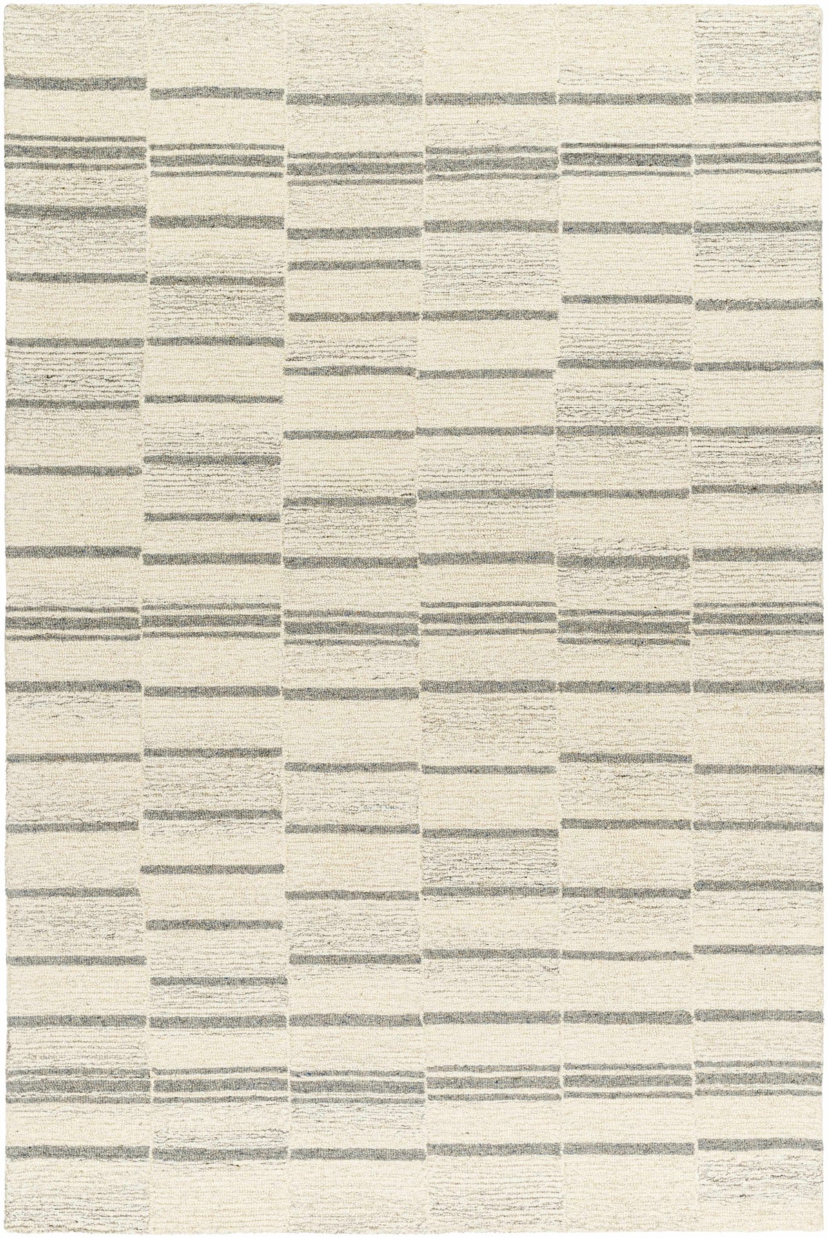 Ivory Hand Tufted 100% Wool Global Rectangle Handmade rug, Indoor use only, no fringe, non-washable.