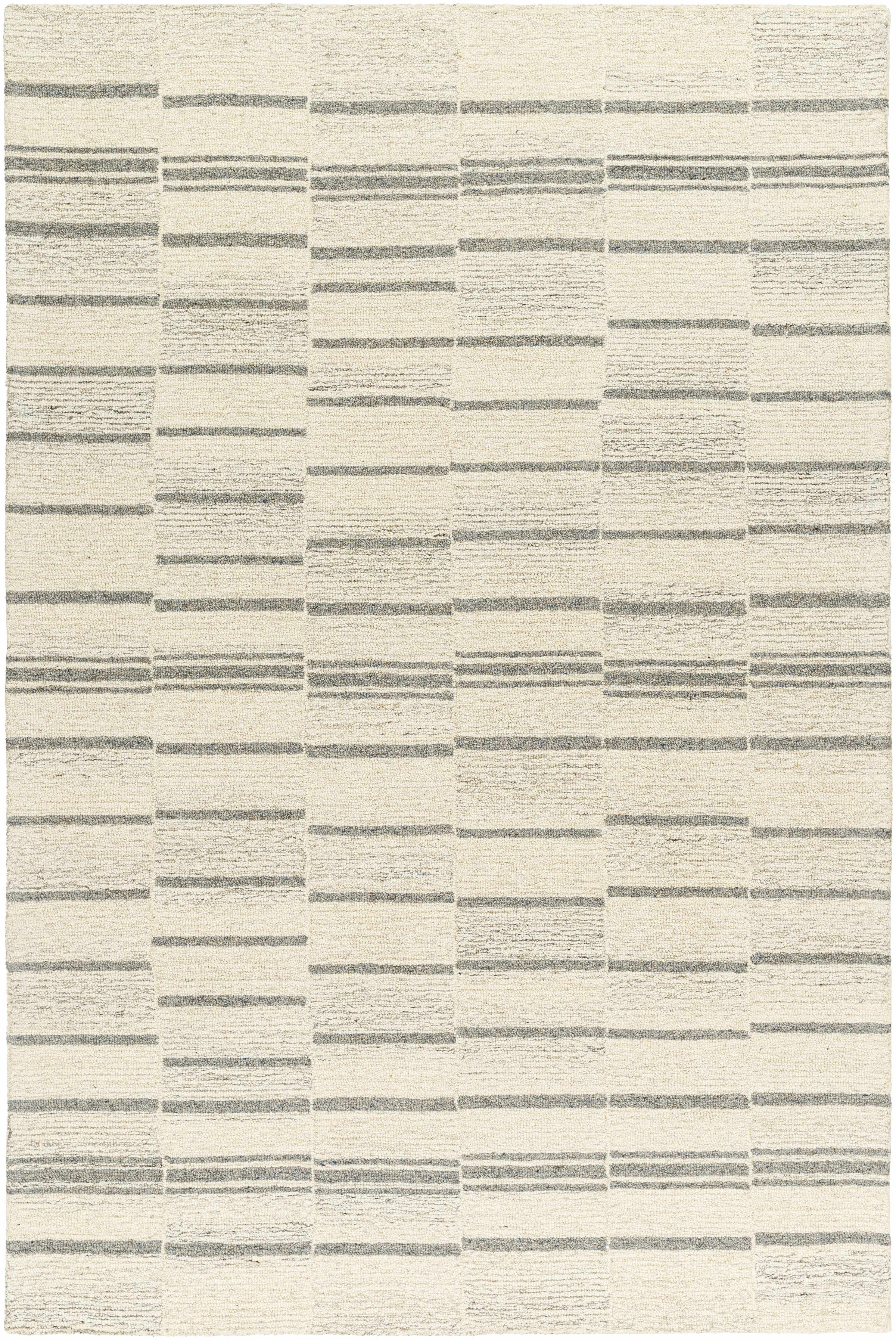 Ivory Hand Tufted 100% Wool Global Rectangle Handmade rug, Indoor use only, no fringe, non-washable.