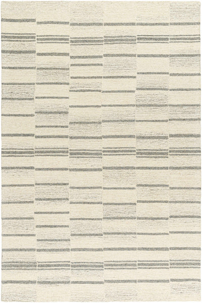 Ivory Hand Tufted 100% Wool Global Rectangle Handmade rug, Indoor use only, no fringe, non-washable.