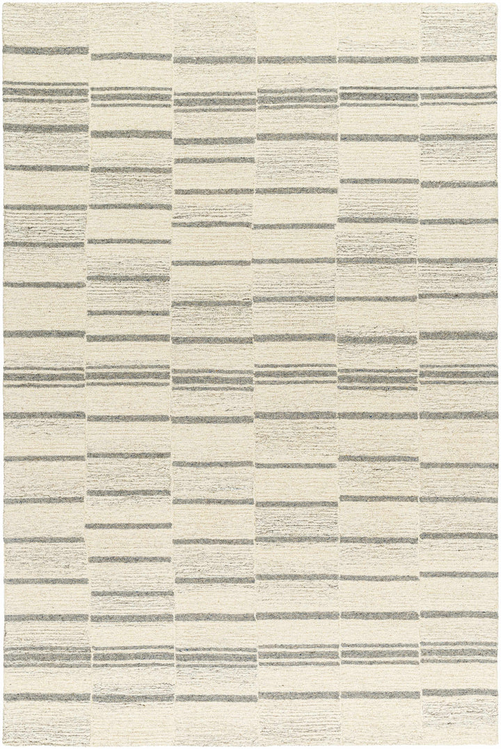 Ivory Hand Tufted 100% Wool Global Rectangle Handmade rug, Indoor use only, no fringe, non-washable.