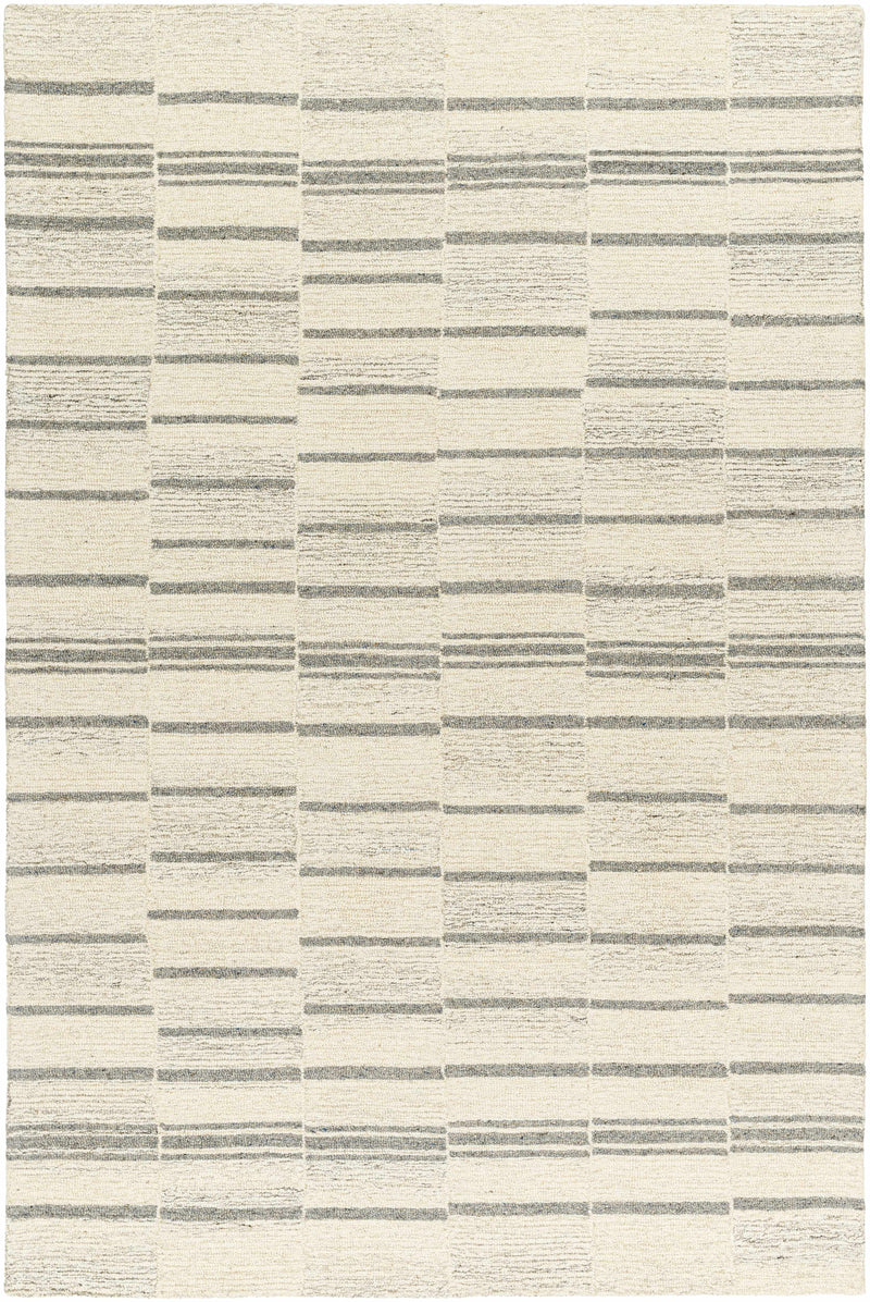 Ivory Hand Tufted 100% Wool Global Rectangle Handmade rug, Indoor use only, no fringe, non-washable.