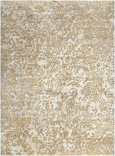 Light Brown Hand Knotted 70% NZ Wool, 30% Viscose Modern Rectangle Handmade rug, Indoor use only, no fringe, non-washable.