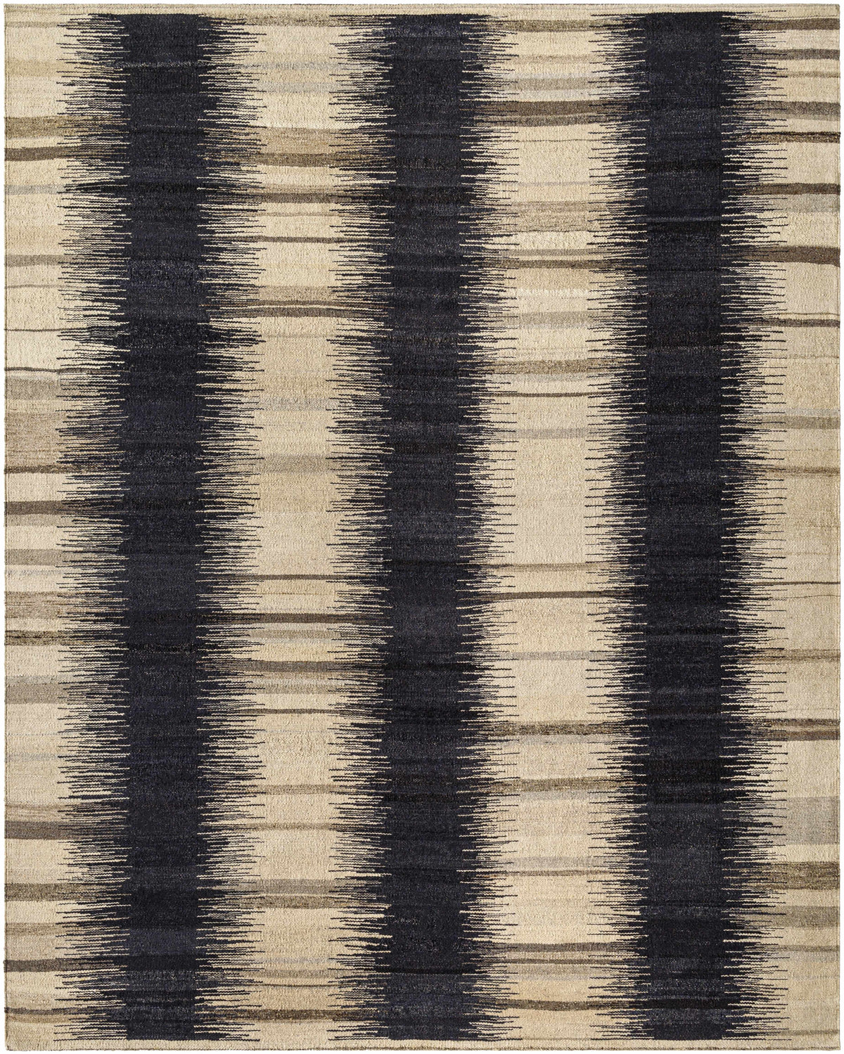 Midnight Blue Hand Woven 100% Wool Rustic Rectangle Handmade rug, Indoor use only, no fringe, non-washable.