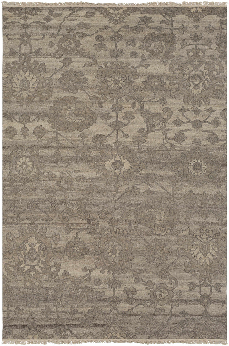 Beige Hand Knotted 100% Wool Traditional Rectangle Handmade rug, Indoor use only, has fringe, non-washable.