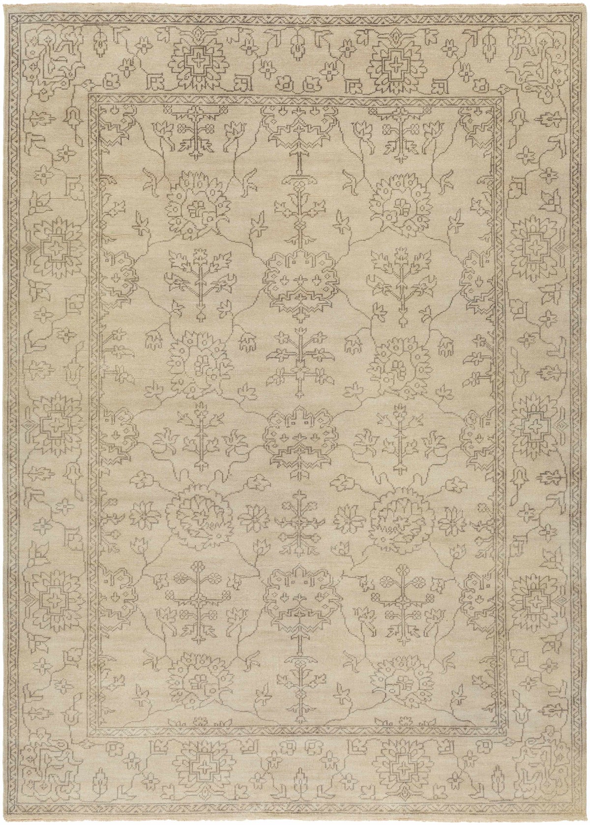 Taupe Hand Knotted 100% NZ Wool Traditional Rectangle Handmade rug, Indoor use only, has fringe, non-washable. runner also available