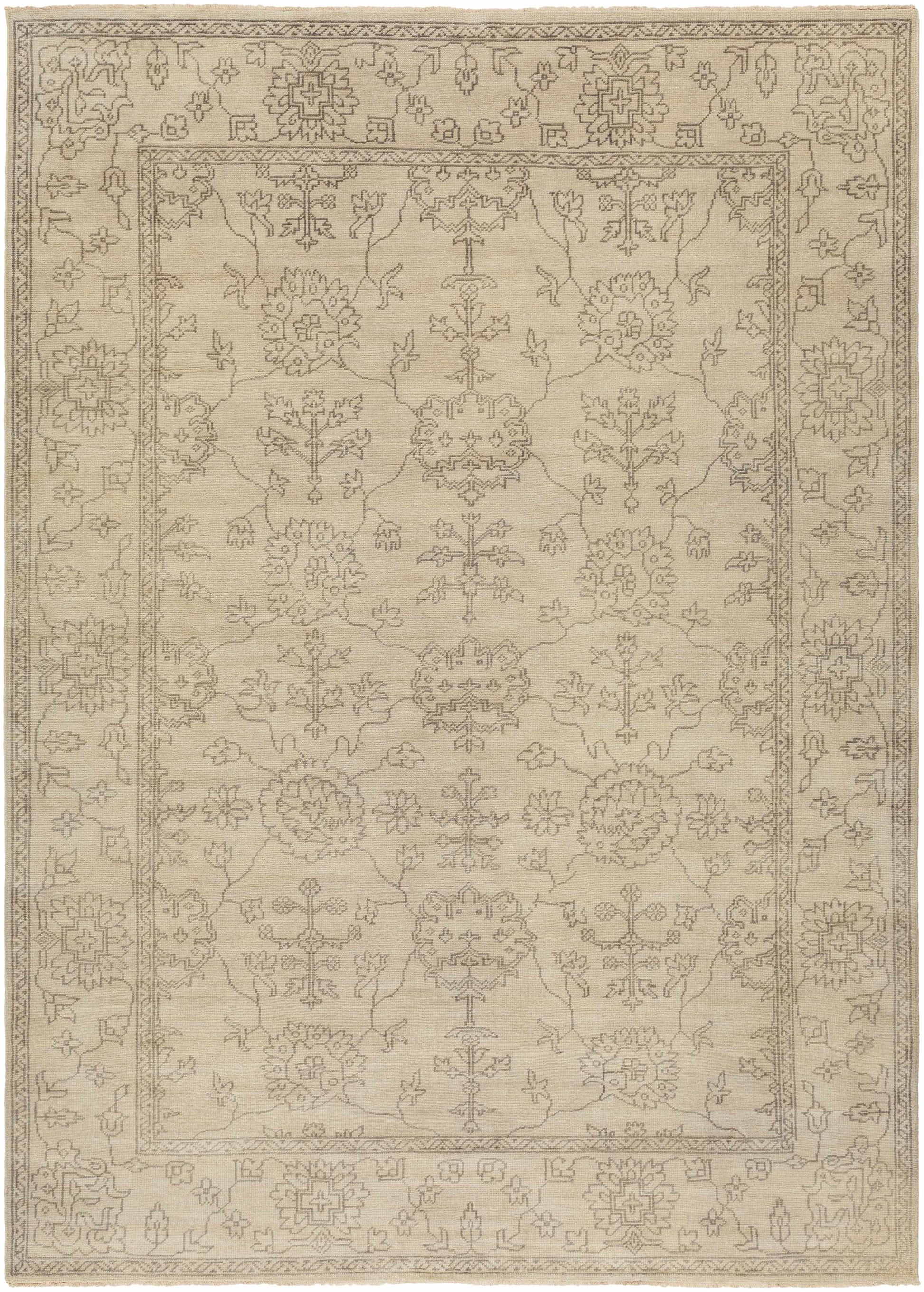 Taupe Hand Knotted 100% NZ Wool Traditional Rectangle Handmade rug, Indoor use only, has fringe, non-washable. runner also available