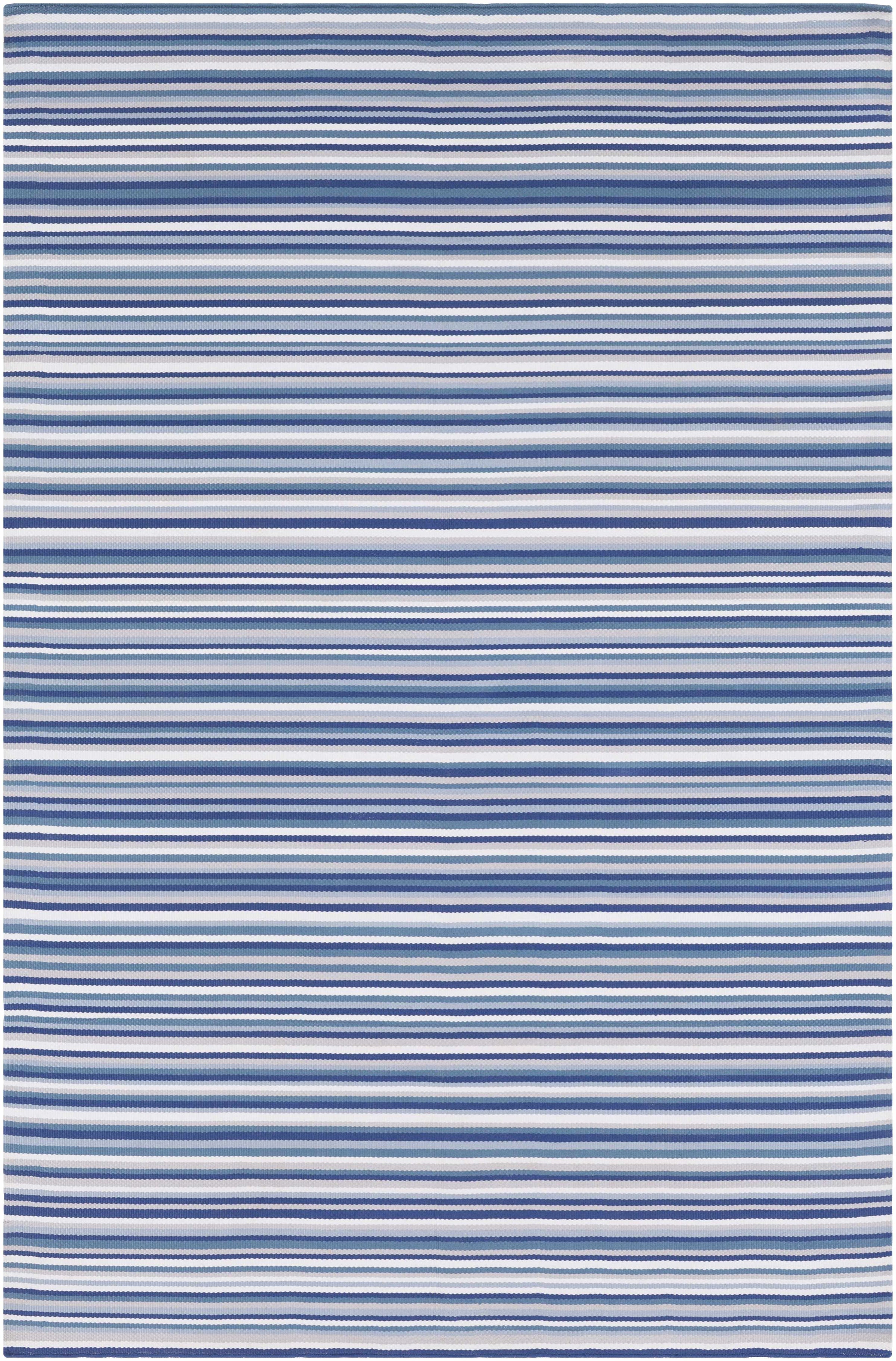Navy Hand Woven 100% Olefin Cottage Rectangle Handmade rug, outdoor-safe, no fringe, non-washable.