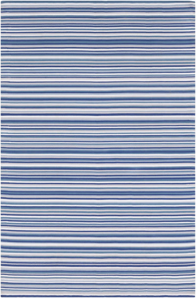 Navy Hand Woven 100% Olefin Cottage Rectangle Handmade rug, outdoor-safe, no fringe, non-washable.