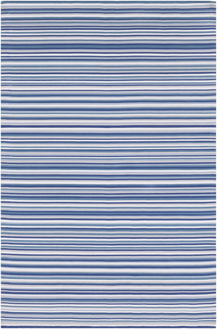 Navy Hand Woven 100% Olefin Cottage Rectangle Handmade rug, outdoor-safe, no fringe, non-washable.