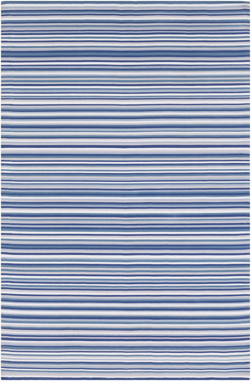 Navy Hand Woven 100% Olefin Cottage Rectangle Handmade rug, outdoor-safe, no fringe, non-washable.