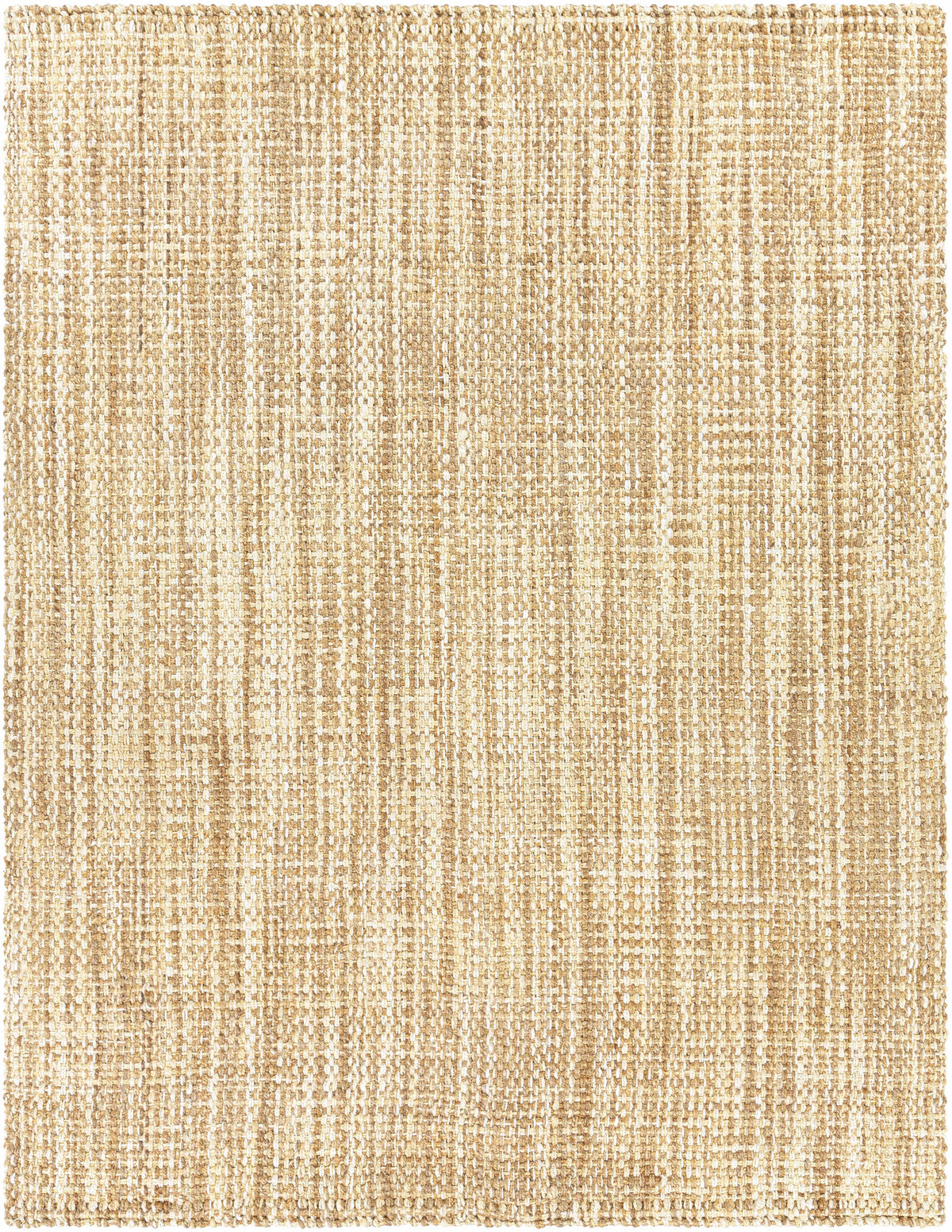 Tan Hand Woven 100% Jute Cottage Rectangle Handmade rug, Indoor use only, no fringe, non-washable.