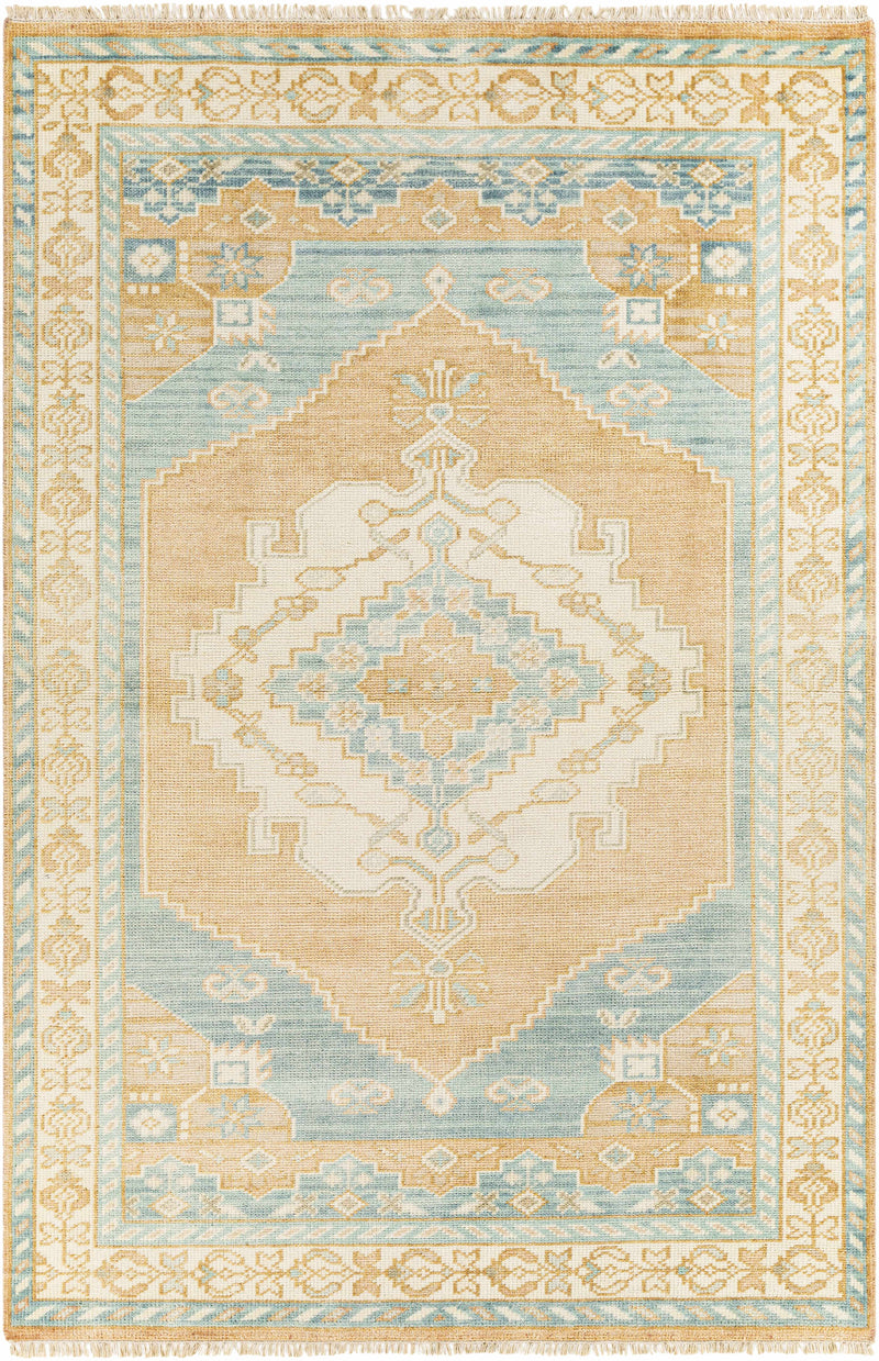 Camel Hand Knotted 70% Wool, 30% Viscose Traditional Rectangle Handmade rug, Indoor use only, has fringe, non-washable.