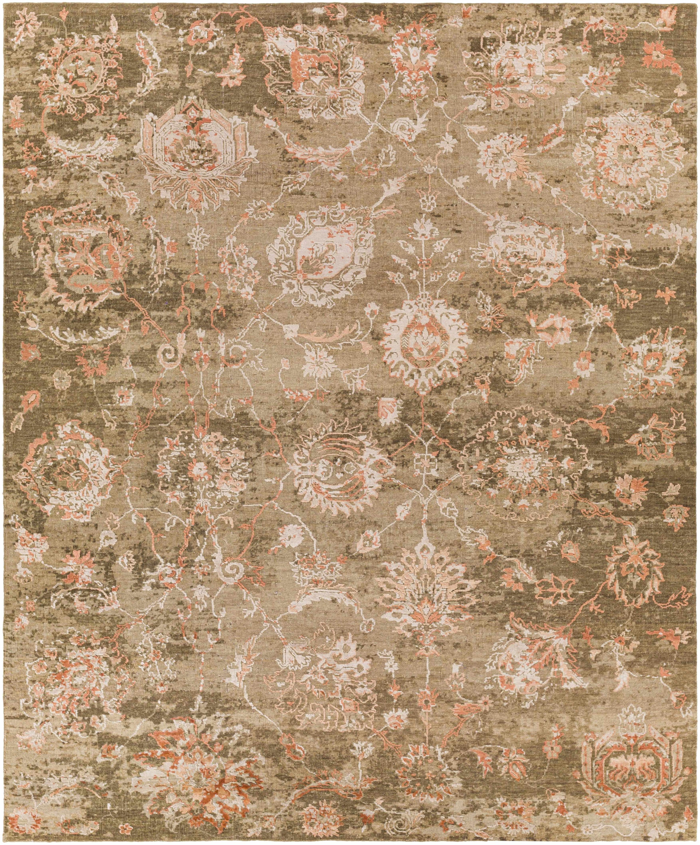 Rust Hand Knotted 70% Wool, 30% Viscose Traditional Rectangle Handmade rug, Indoor use only, no fringe, non-washable.