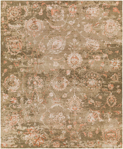 Rust Hand Knotted 70% Wool, 30% Viscose Traditional Rectangle Handmade rug, Indoor use only, no fringe, non-washable.