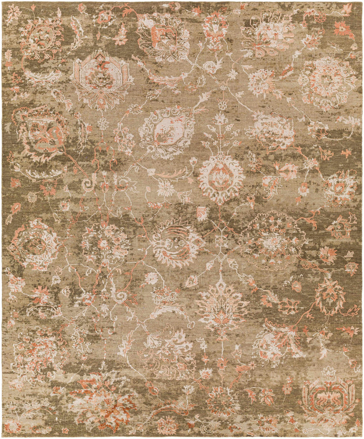 Rust Hand Knotted 70% Wool, 30% Viscose Traditional Rectangle Handmade rug, Indoor use only, no fringe, non-washable.