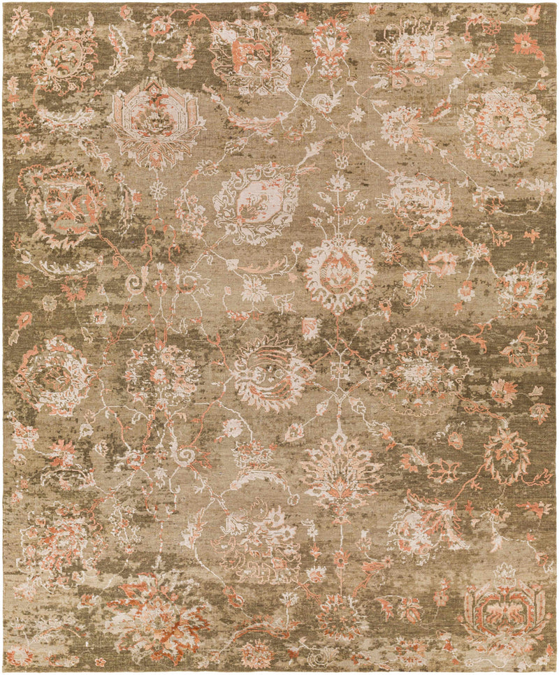 Rust Hand Knotted 70% Wool, 30% Viscose Traditional Rectangle Handmade rug, Indoor use only, no fringe, non-washable.