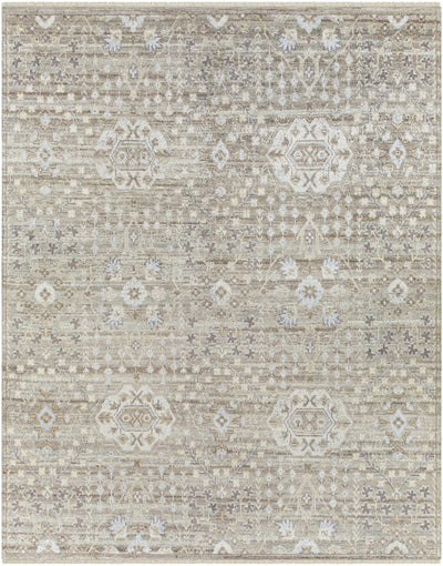Brown Hand Knotted 70% Viscose, 30% Wool Traditional Rectangle Handmade rug, Indoor use only, has fringe, non-washable.