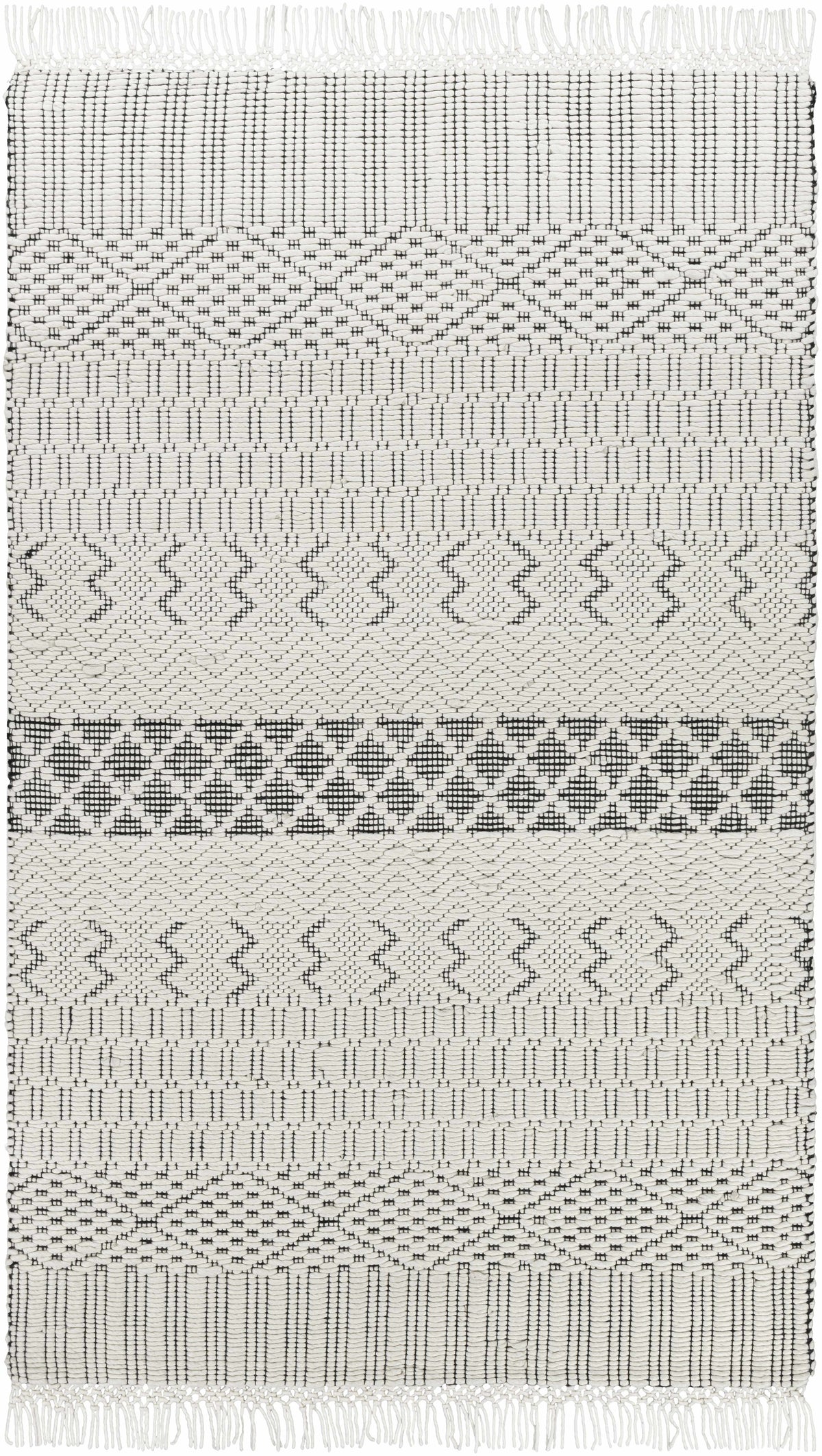 Black Hand Woven 100% NZ Wool Global Rectangle Handmade rug, Indoor use only, has fringe, non-washable. runner also available
