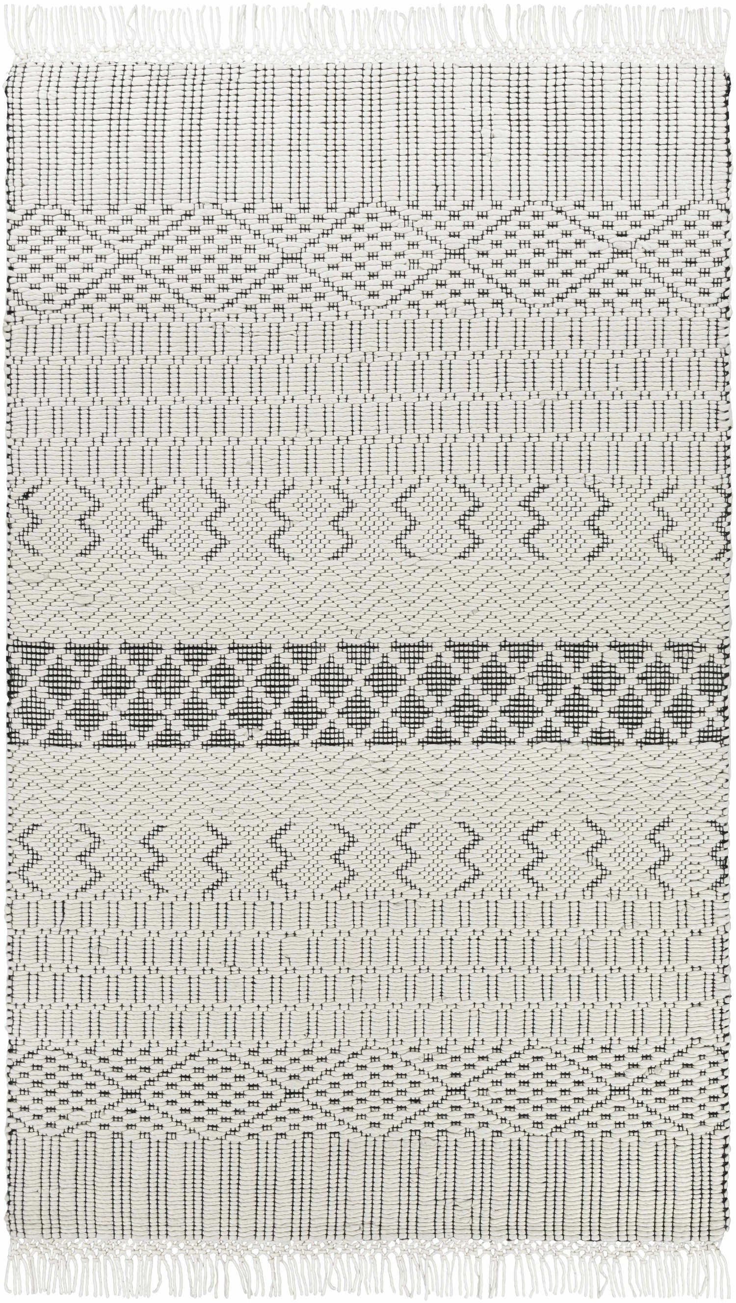 Black Hand Woven 100% NZ Wool Global Rectangle Handmade rug, Indoor use only, has fringe, non-washable. runner also available