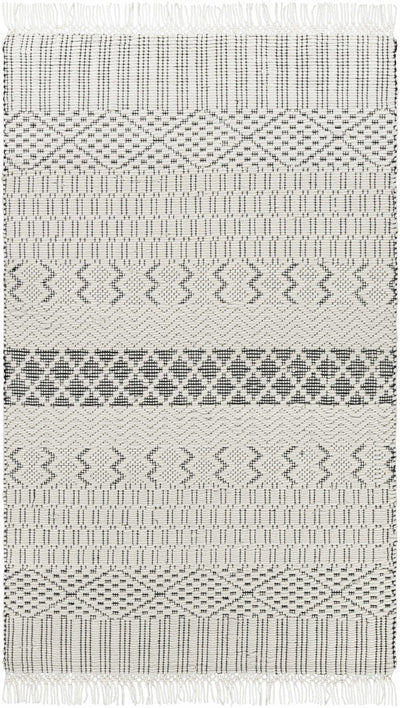 Black Hand Woven 100% NZ Wool Global Rectangle Handmade rug, Indoor use only, has fringe, non-washable. runner also available