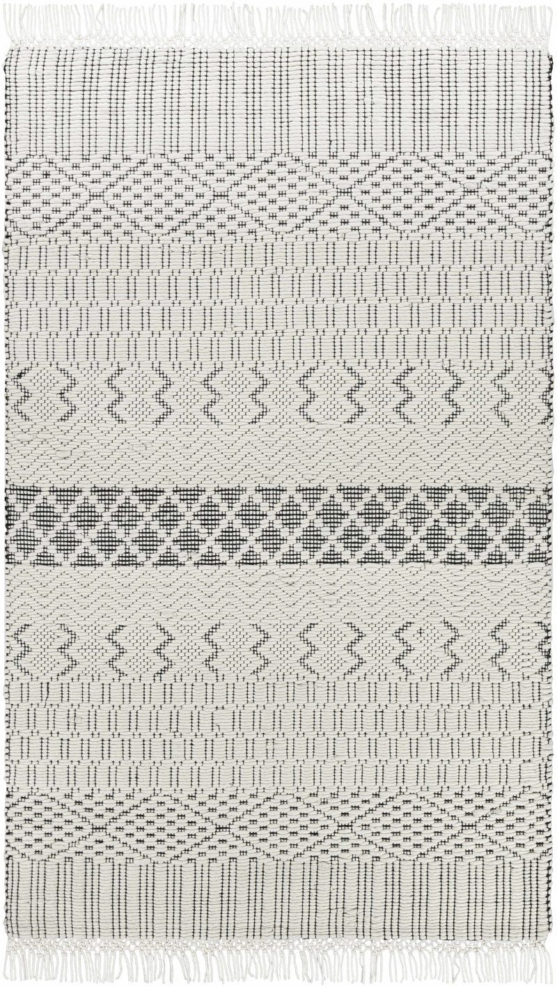 Black Hand Woven 100% NZ Wool Global Rectangle Handmade rug, Indoor use only, has fringe, non-washable. runner also available