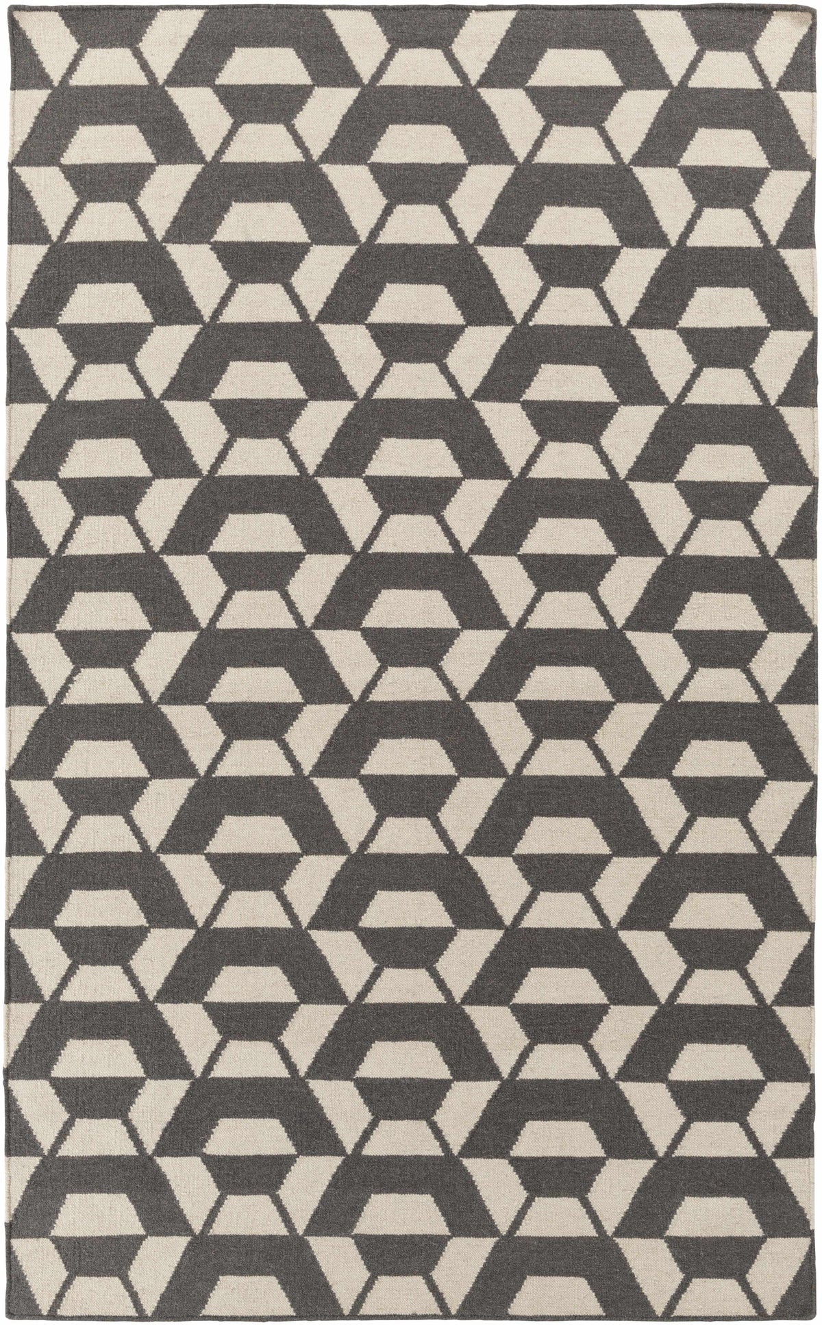Charcoal Hand Woven 100% Wool Modern Rectangle Handmade rug, Indoor use only, no fringe, non-washable. runner also available