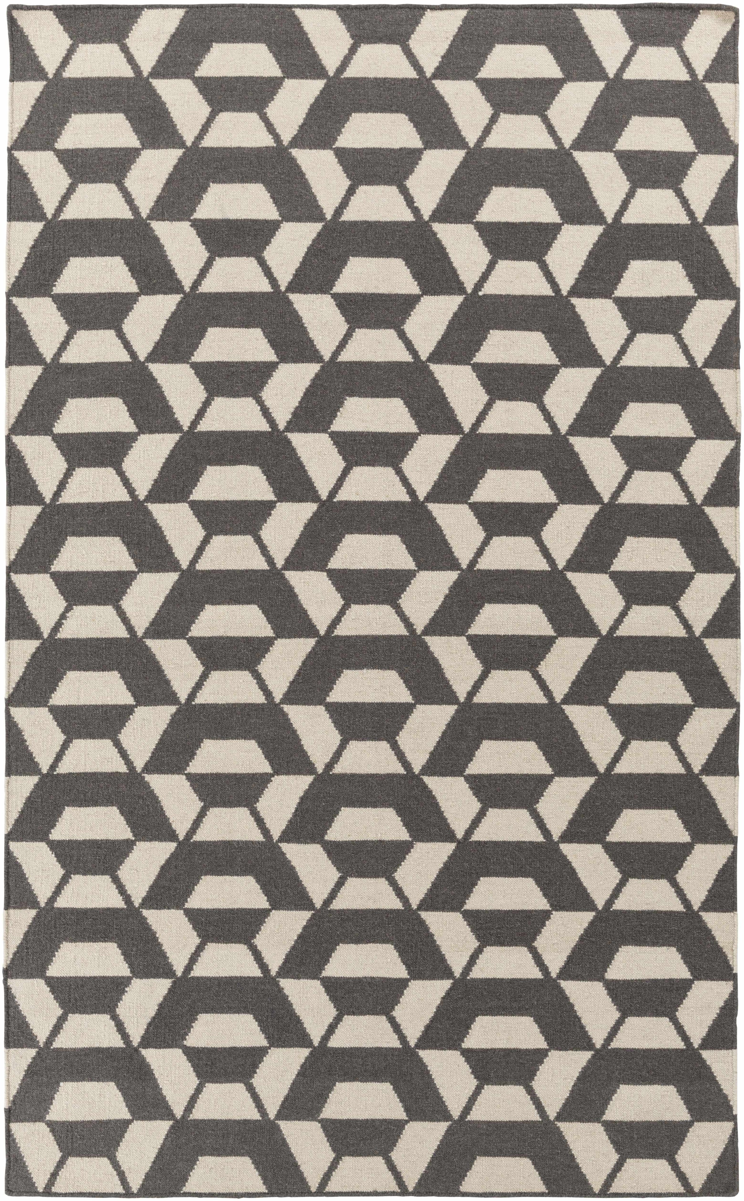 Charcoal Hand Woven 100% Wool Modern Rectangle Handmade rug, Indoor use only, no fringe, non-washable. runner also available