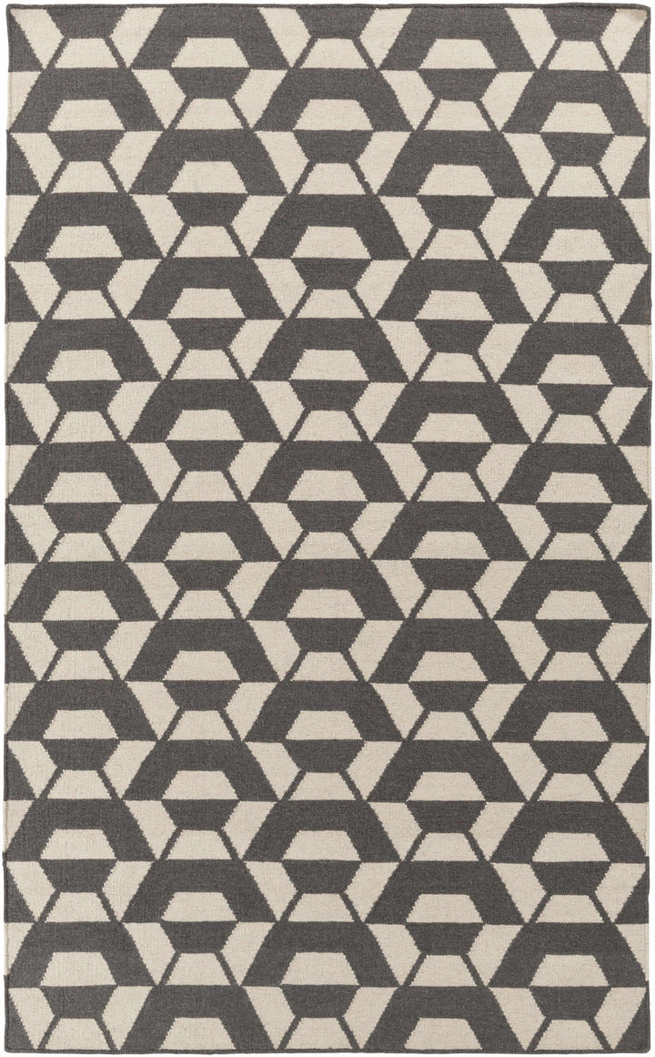 Charcoal Hand Woven 100% Wool Modern Rectangle Handmade rug, Indoor use only, no fringe, non-washable. runner also available