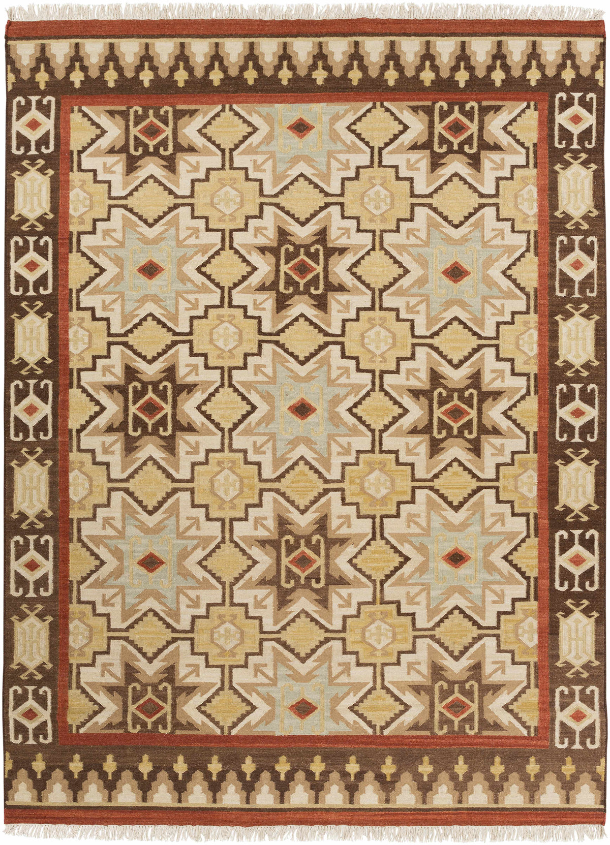 Ivory Hand Woven 100% Wool Cottage Rectangle Handmade rug, Indoor use only, has fringe, non-washable.