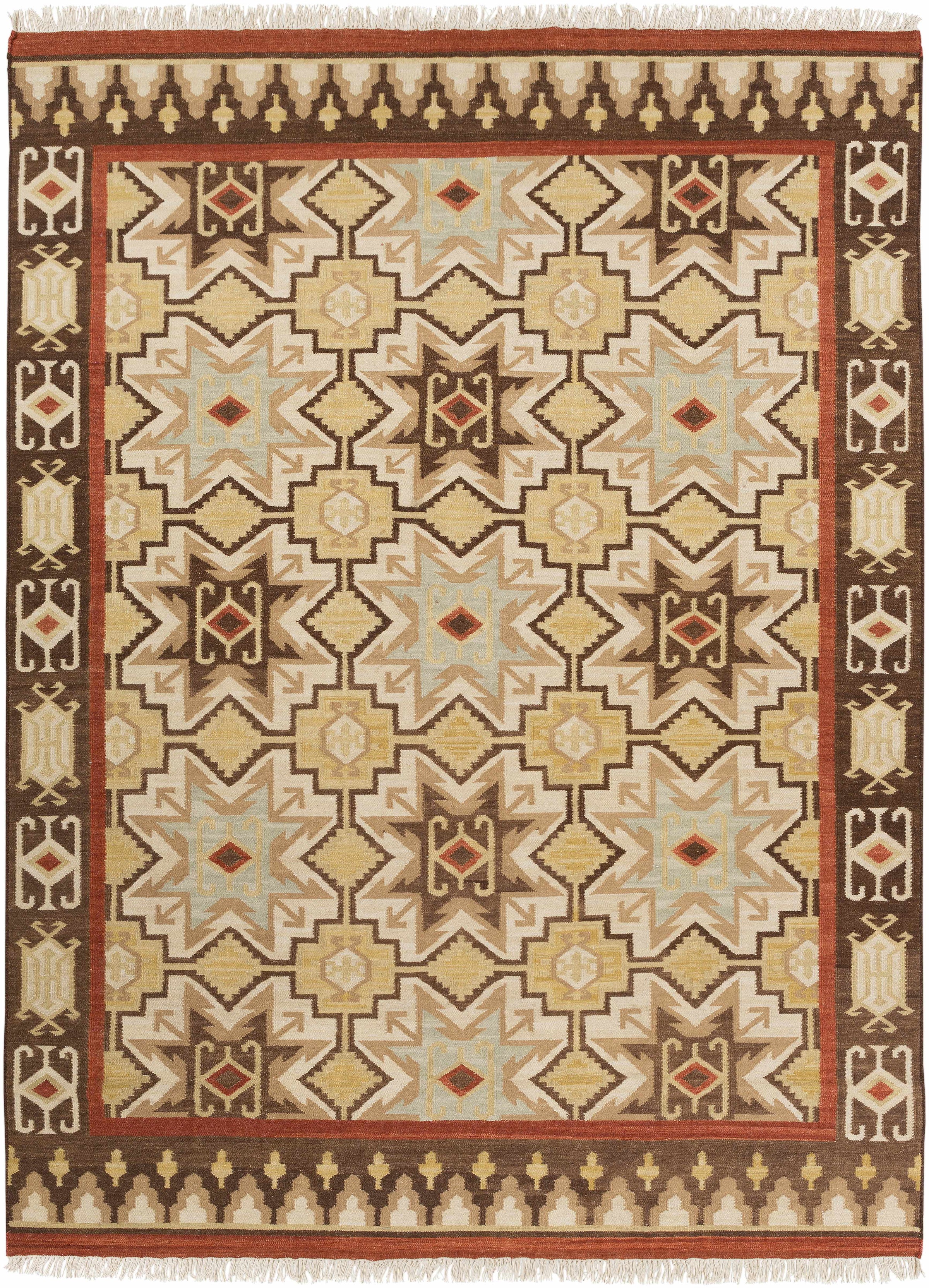 Ivory Hand Woven 100% Wool Cottage Rectangle Handmade rug, Indoor use only, has fringe, non-washable.