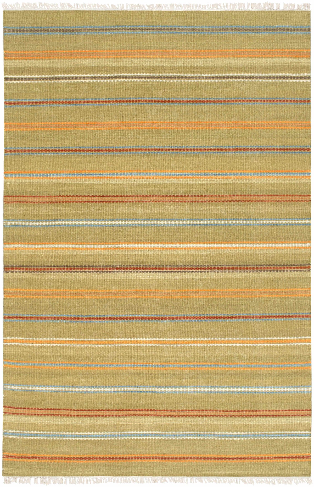 Olive Hand Woven 100% Wool Cottage Rectangle Handmade rug, Indoor use only, has fringe, non-washable.