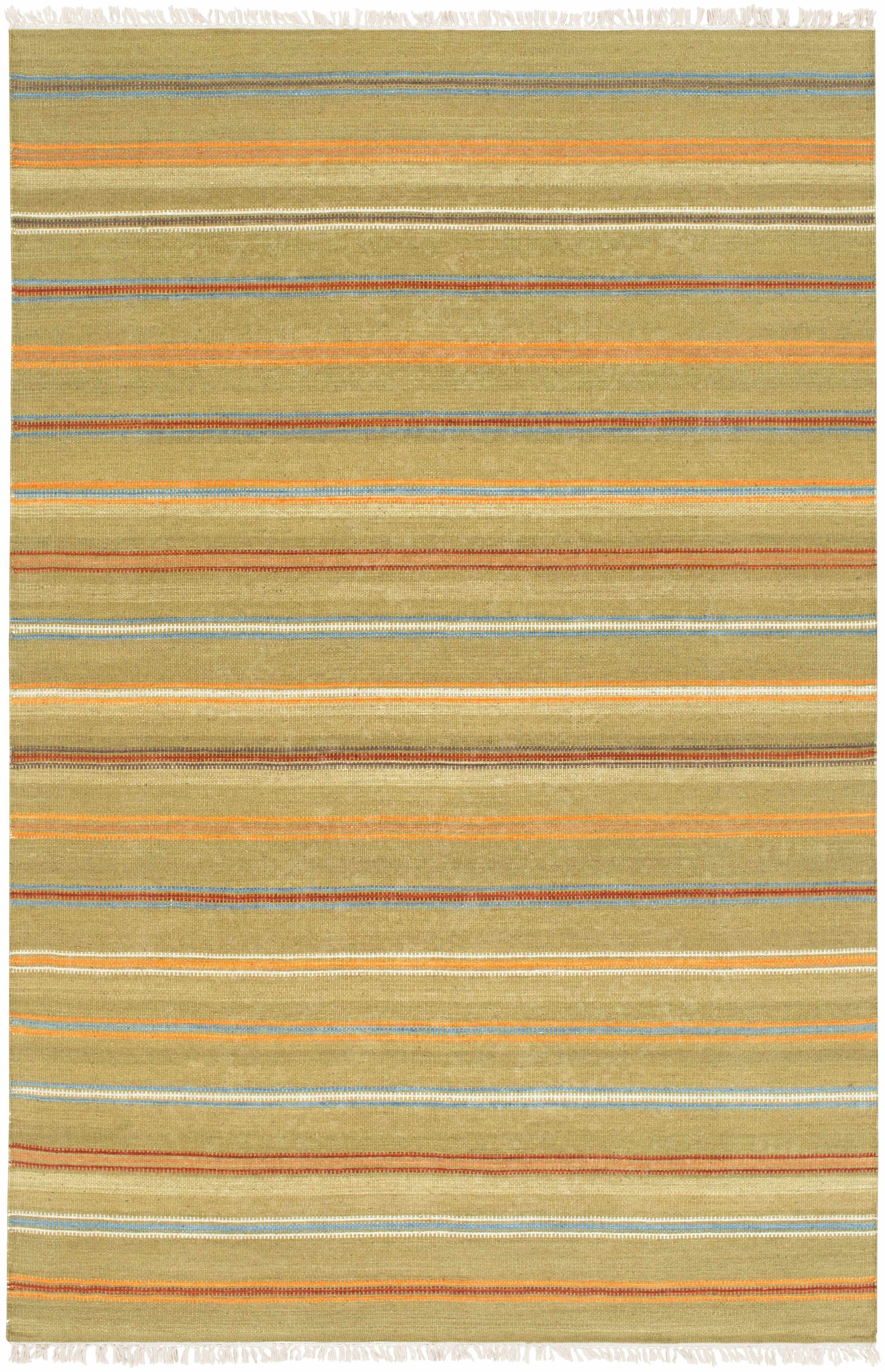 Olive Hand Woven 100% Wool Cottage Rectangle Handmade rug, Indoor use only, has fringe, non-washable.