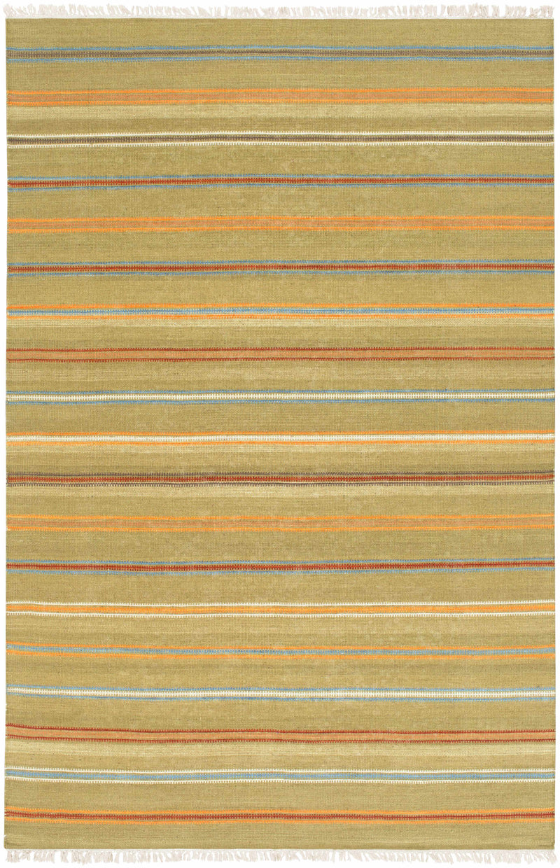 Olive Hand Woven 100% Wool Cottage Rectangle Handmade rug, Indoor use only, has fringe, non-washable.