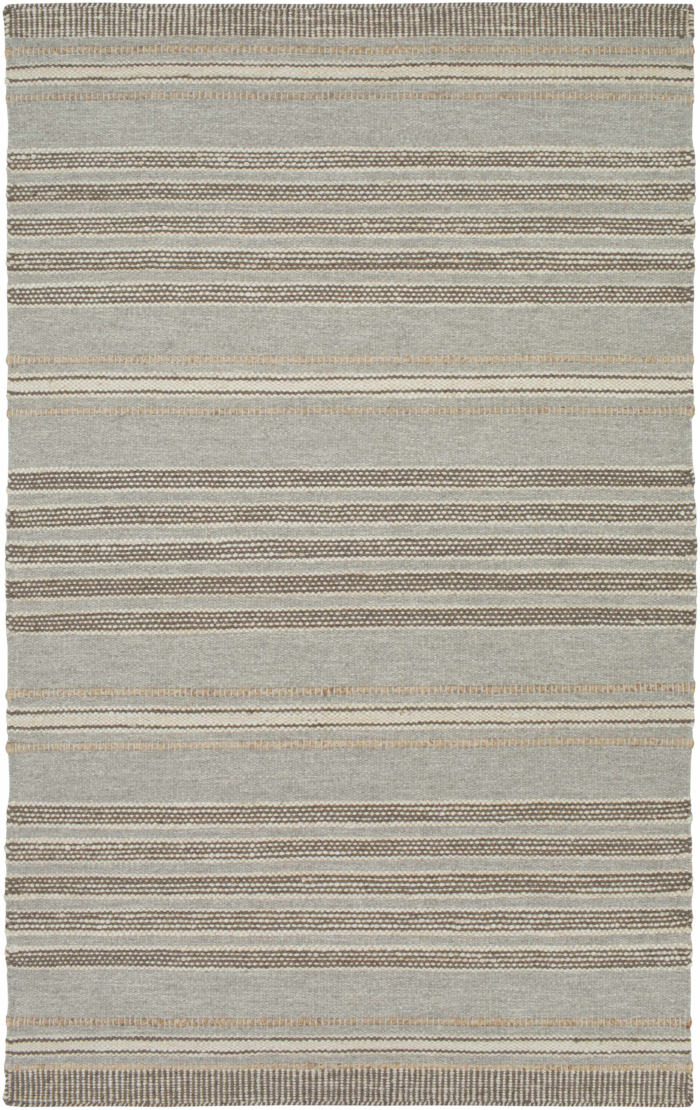 Medium Gray Hand Woven 70% Wool, 30% Jute Cottage Rectangle Handmade rug, Indoor use only, no fringe, non-washable.