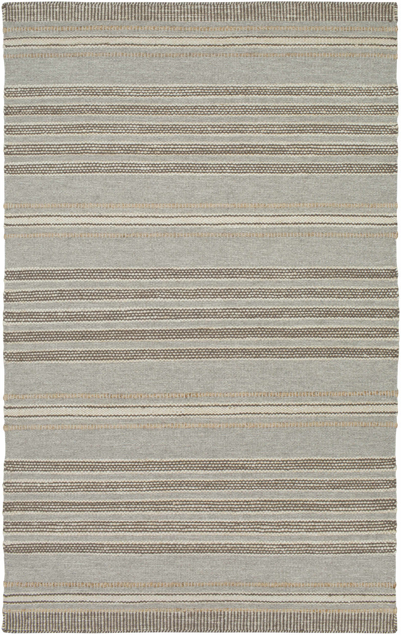 Medium Gray Hand Woven 70% Wool, 30% Jute Cottage Rectangle Handmade rug, Indoor use only, no fringe, non-washable.