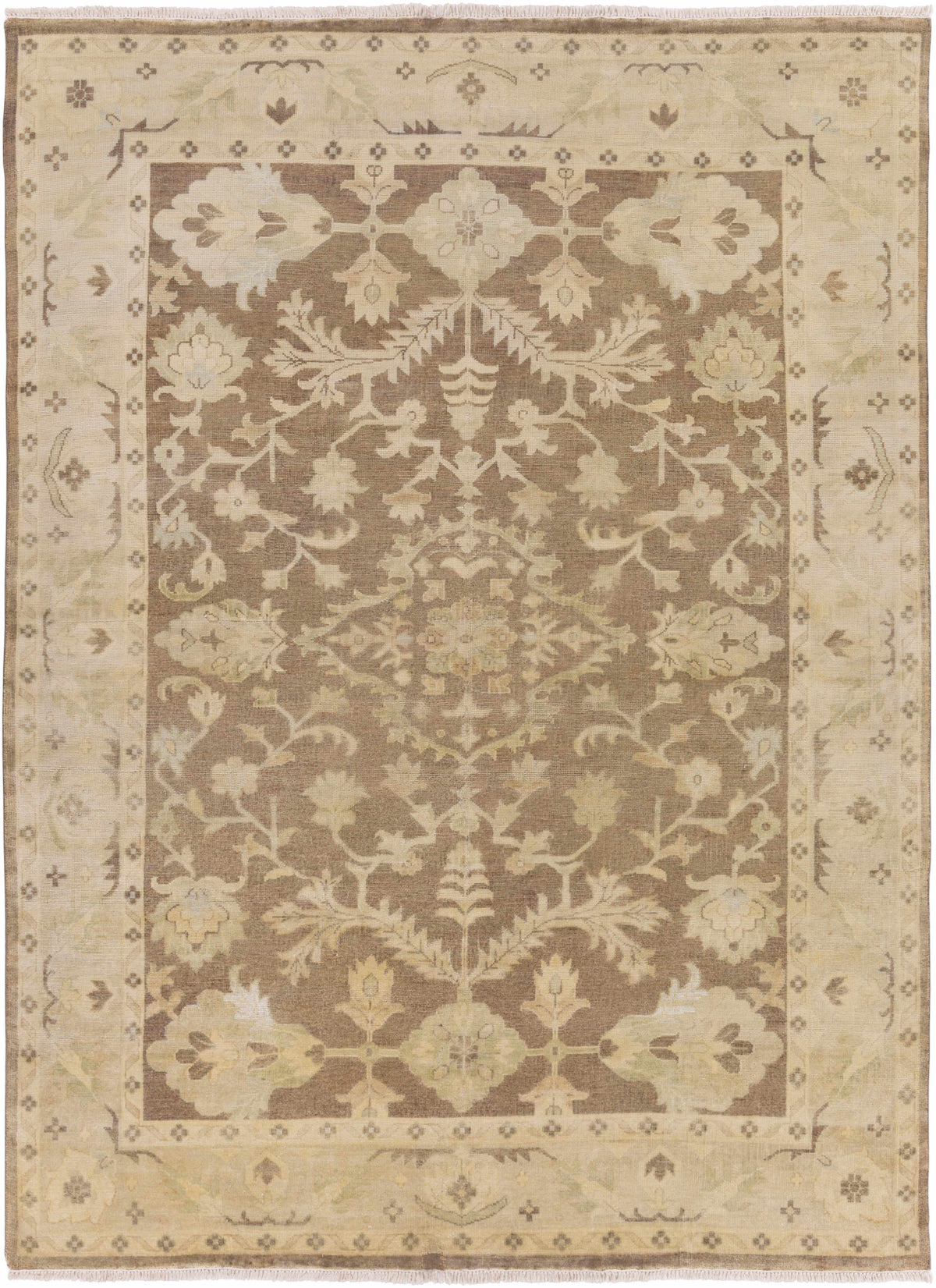 Ivory Hand Knotted 100% NZ Wool Traditional Rectangle Handmade rug, Indoor use only, has fringe, non-washable.