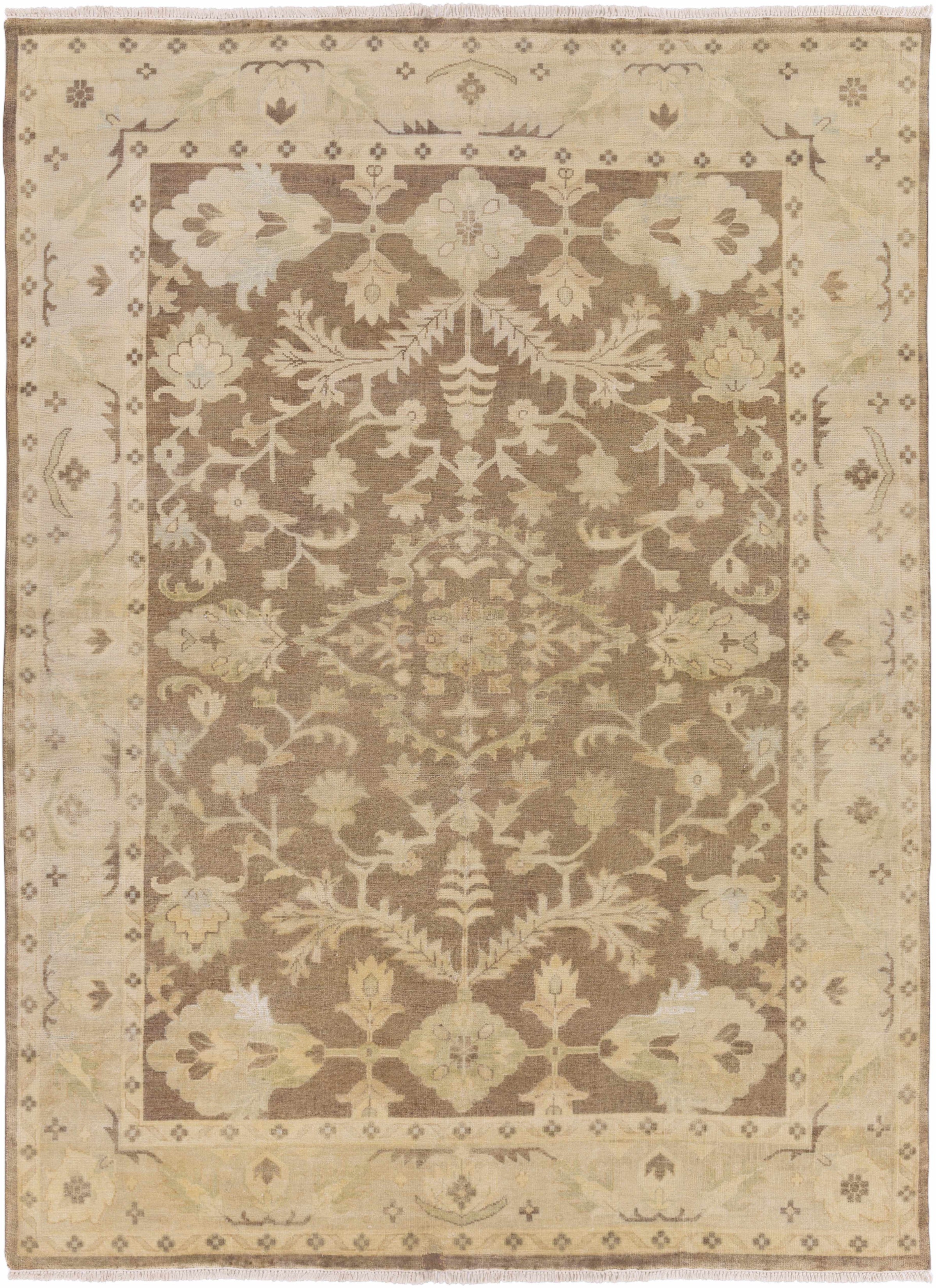 Ivory Hand Knotted 100% NZ Wool Traditional Rectangle Handmade rug, Indoor use only, has fringe, non-washable.