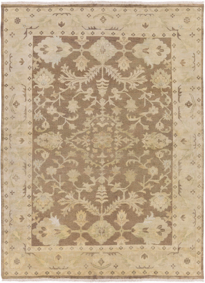 Ivory Hand Knotted 100% NZ Wool Traditional Rectangle Handmade rug, Indoor use only, has fringe, non-washable.