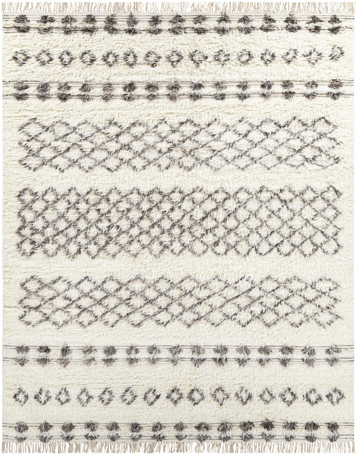 Beige Hand Woven 100% NZ Wool Global Rectangle Handmade rug, Indoor use only, has fringe, non-washable.