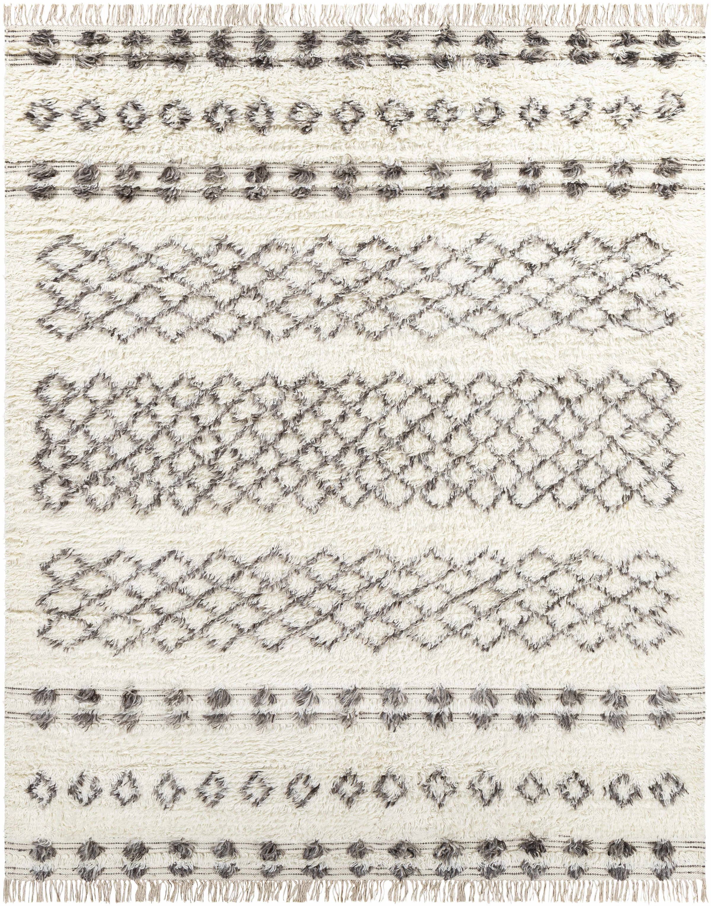 Beige Hand Woven 100% NZ Wool Global Rectangle Handmade rug, Indoor use only, has fringe, non-washable.