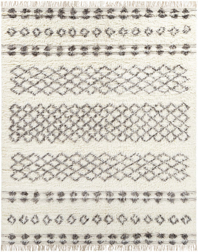 Beige Hand Woven 100% NZ Wool Global Rectangle Handmade rug, Indoor use only, has fringe, non-washable.