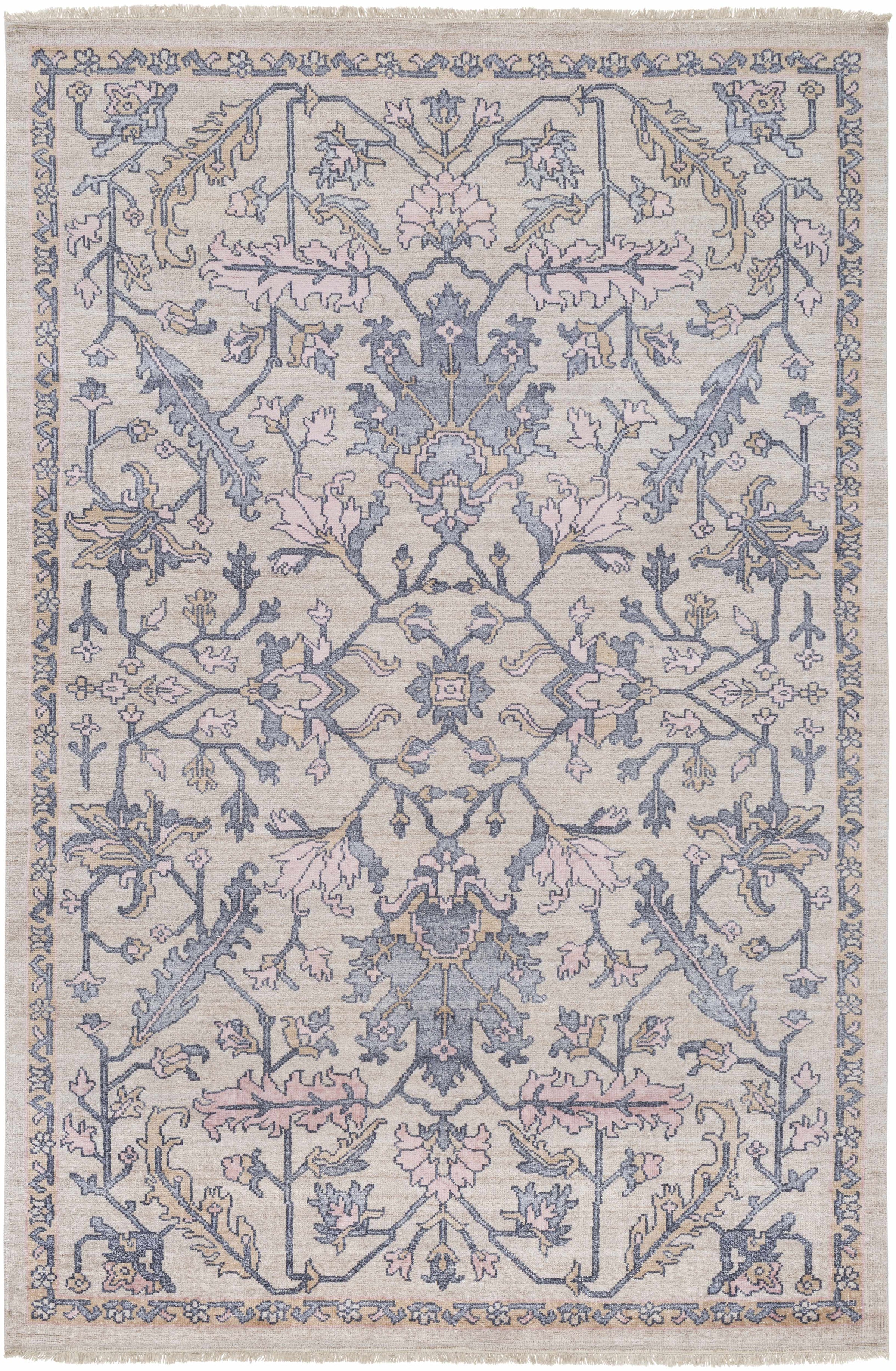 Charcoal Hand Knotted 100% Viscose Traditional Rectangle Handmade rug, Indoor use only, has fringe, non-washable.