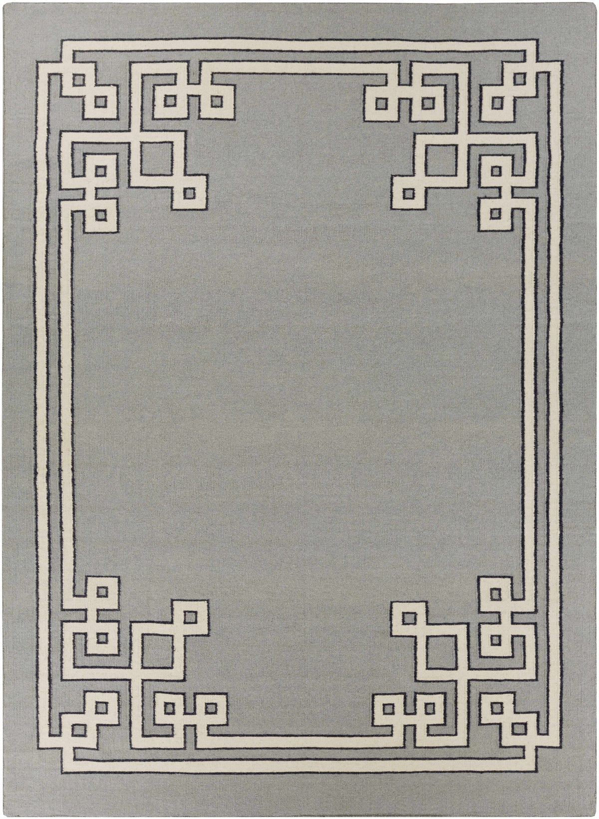 Gray Hand Woven 100% Wool Modern Rectangle Handmade rug, Indoor use only, no fringe, non-washable.