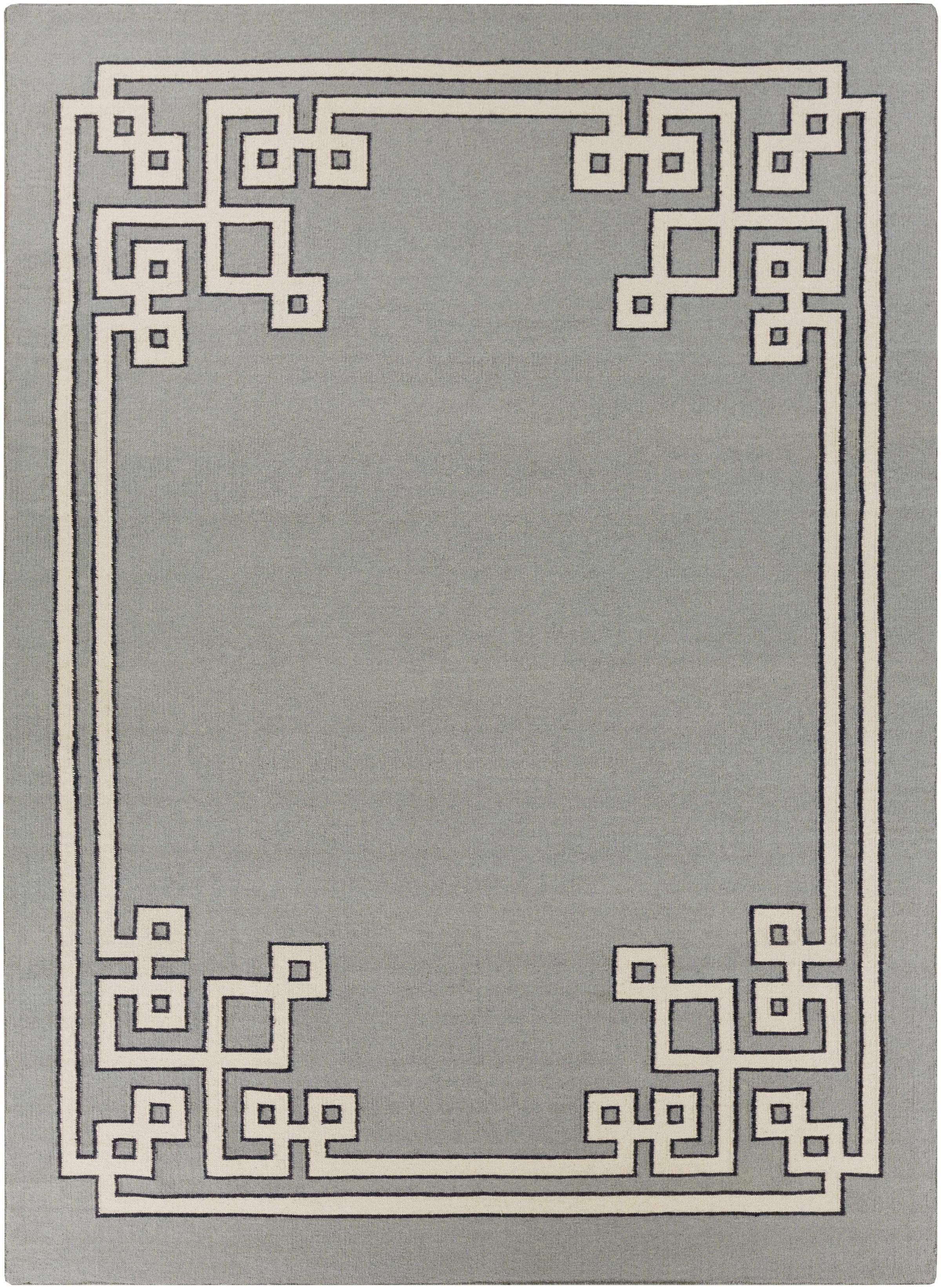 Gray Hand Woven 100% Wool Modern Rectangle Handmade rug, Indoor use only, no fringe, non-washable.