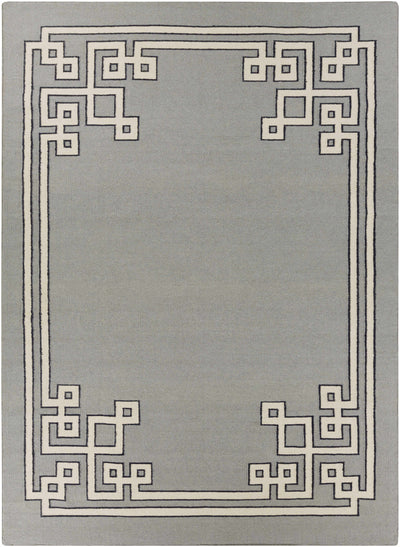 Gray Hand Woven 100% Wool Modern Rectangle Handmade rug, Indoor use only, no fringe, non-washable.