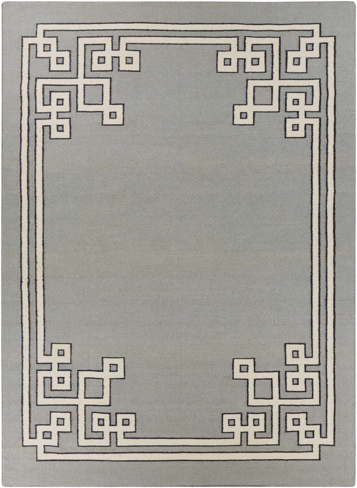 Gray Hand Woven 100% Wool Modern Rectangle Handmade rug, Indoor use only, no fringe, non-washable.