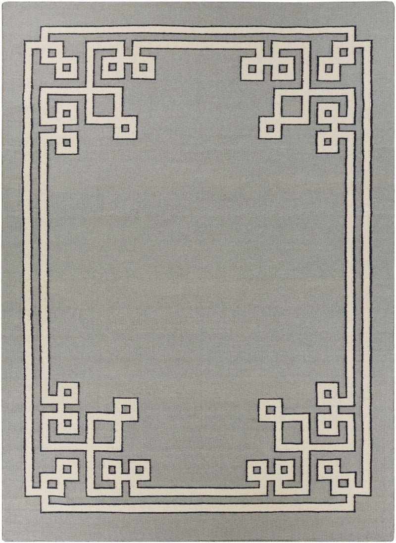 Gray Hand Woven 100% Wool Modern Rectangle Handmade rug, Indoor use only, no fringe, non-washable.