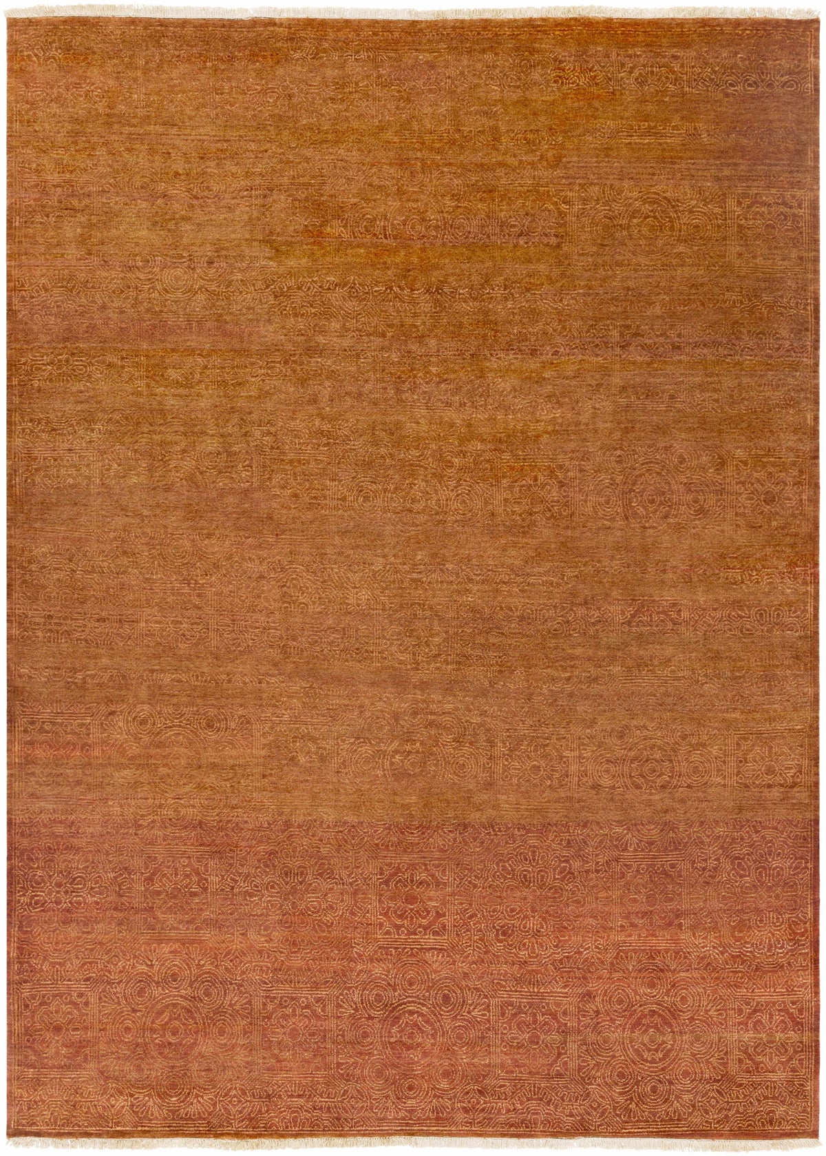 Brown Hand Knotted 100% Wool Cottage Rectangle Handmade rug, Indoor use only, has fringe, non-washable.