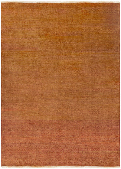 Brown Hand Knotted 100% Wool Cottage Rectangle Handmade rug, Indoor use only, has fringe, non-washable.